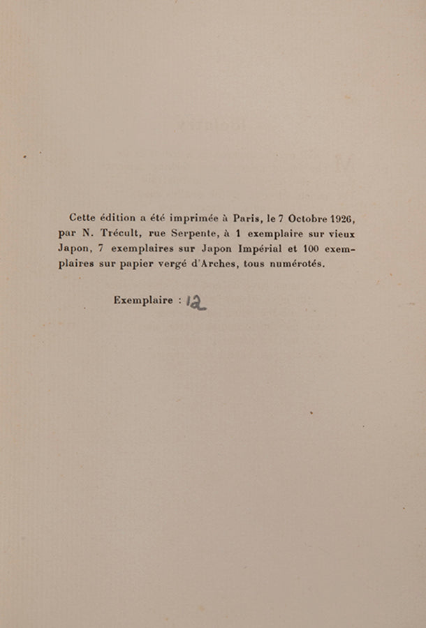 Third limited edition of Sonnets for Caresse by Harry Crosby, inscribed by the poet.