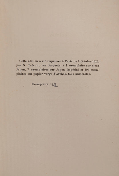 Third limited edition of Sonnets for Caresse by Harry Crosby, inscribed by the poet.