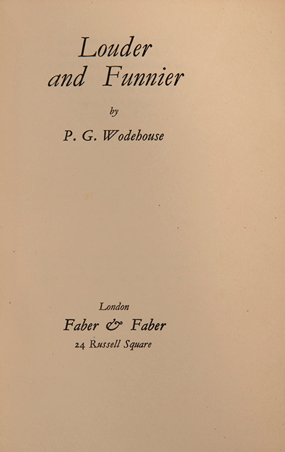 First edition of Louder and Funnier by P.G. Wodehosue, in the Rex Whistler dustjacket.