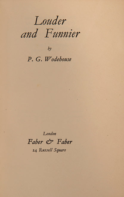 First edition of Louder and Funnier by P.G. Wodehosue, in the Rex Whistler dustjacket.