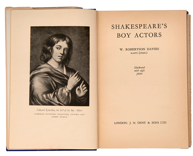 First edition of Shakespeare's Boy Actors by W. Robertson Davies, in the scarce dustjacket.