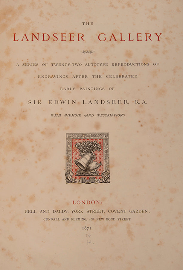 A handsome copy of this retrospective of the animal painter Edwin Landseer's popular works, with provenance for the earls of Portsmouth.
