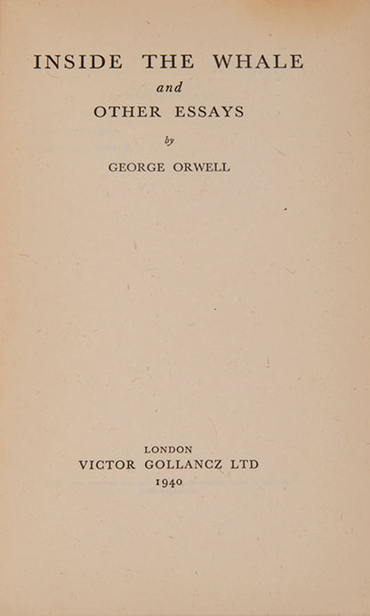 First edition of Inside the Whale by George Orwell, with the uncommon dustjacket.