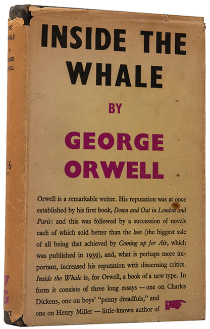 First edition of Inside the Whale by George Orwell, with the uncommon dustjacket.