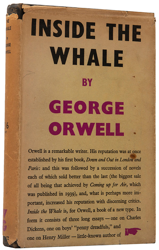First edition of Inside the Whale by George Orwell, with the uncommon dustjacket.