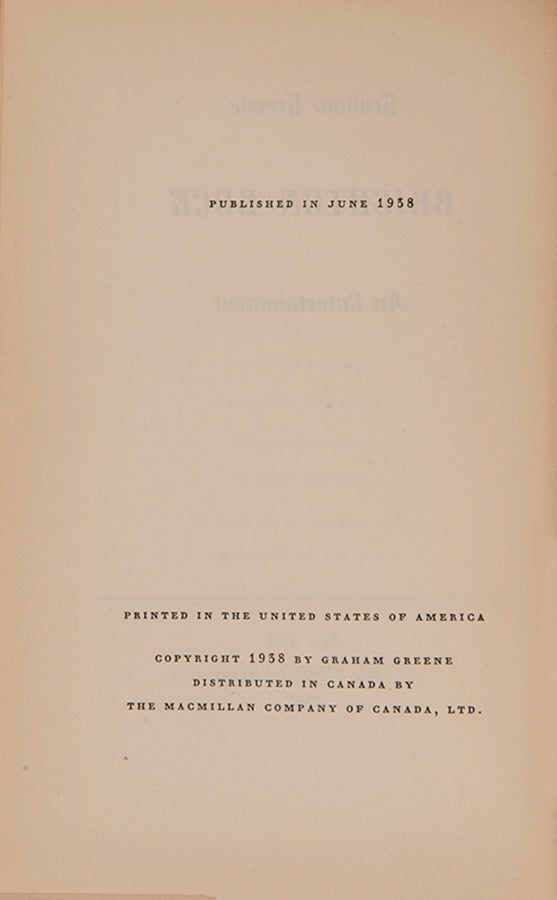 The first edition, publisehd in New York, of Graham Greene's murder-thriller Brigton Rock, with original pictorial dustjacket by George Salter.