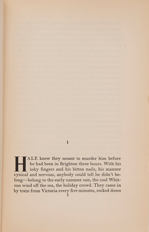 The first edition, publisehd in New York, of Graham Greene's murder-thriller Brigton Rock, with original pictorial dustjacket by George Salter.