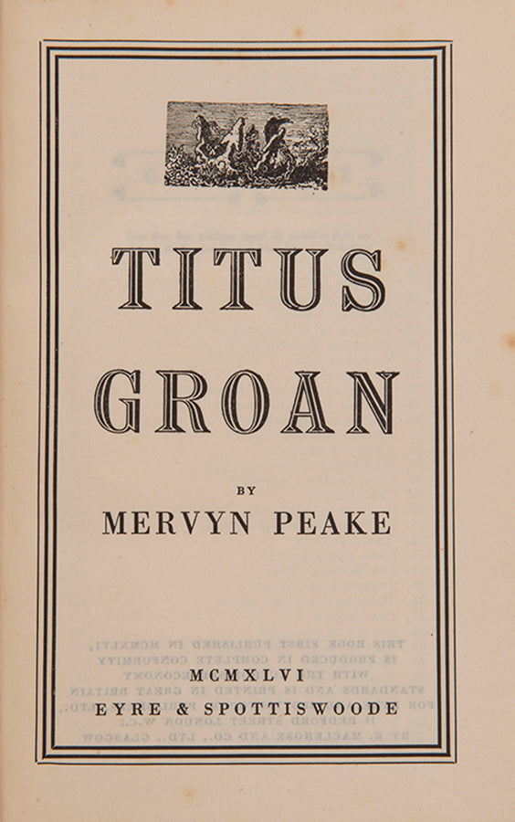 A set of three first editions from Mervyn Peake's Gorenghast trilogy, comprising Titus Groan, Gormenghast, and Titus Alone