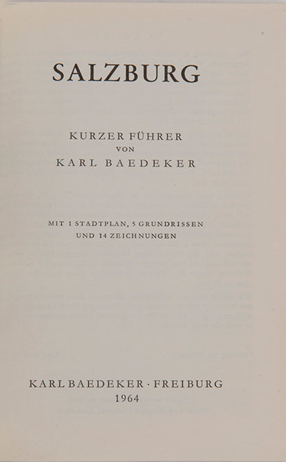 Rare presentation copy of Salzburg, inscribed by the publisher  Karl Friedrich Baedeker in 1964.