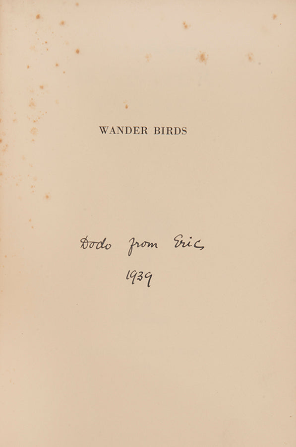 First edition of Wander Birds by Eric Walter White, inscribed by the author to his wife.