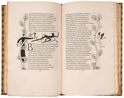 Limited edition of The Canterbury Tales by Geoffrey Chaucer, published by The Golden Cockerel Press and illustrated by Eric Gill.