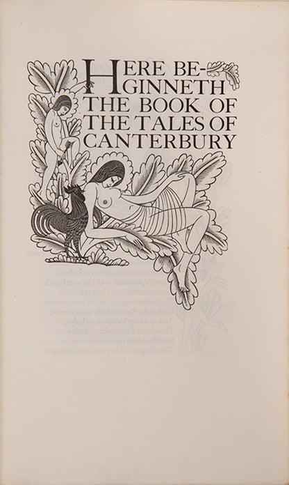 Limited edition of The Canterbury Tales by Geoffrey Chaucer, published by The Golden Cockerel Press and illustrated by Eric Gill.