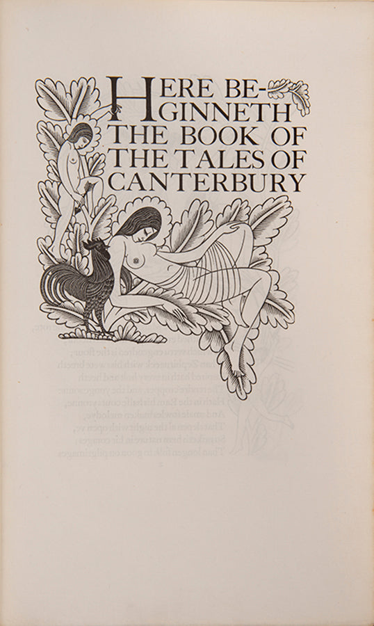 Limited edition of The Canterbury Tales by Geoffrey Chaucer, published by The Golden Cockerel Press and illustrated by Eric Gill.
