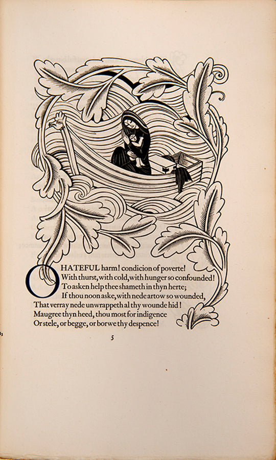 Limited edition of The Canterbury Tales by Geoffrey Chaucer, published by The Golden Cockerel Press and illustrated by Eric Gill.
