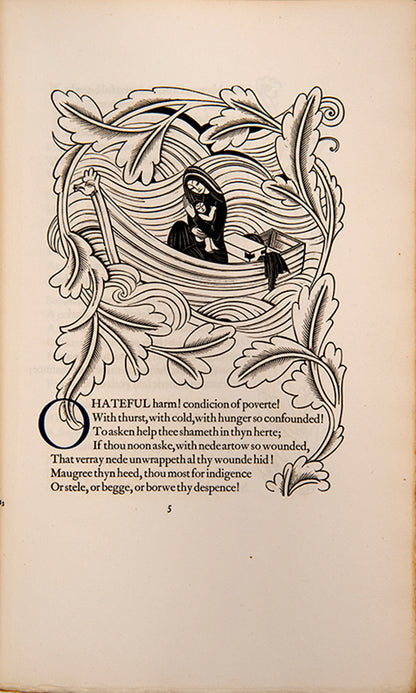 Limited edition of The Canterbury Tales by Geoffrey Chaucer, published by The Golden Cockerel Press and illustrated by Eric Gill.