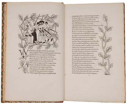 Limited edition of The Canterbury Tales by Geoffrey Chaucer, published by The Golden Cockerel Press and illustrated by Eric Gill.