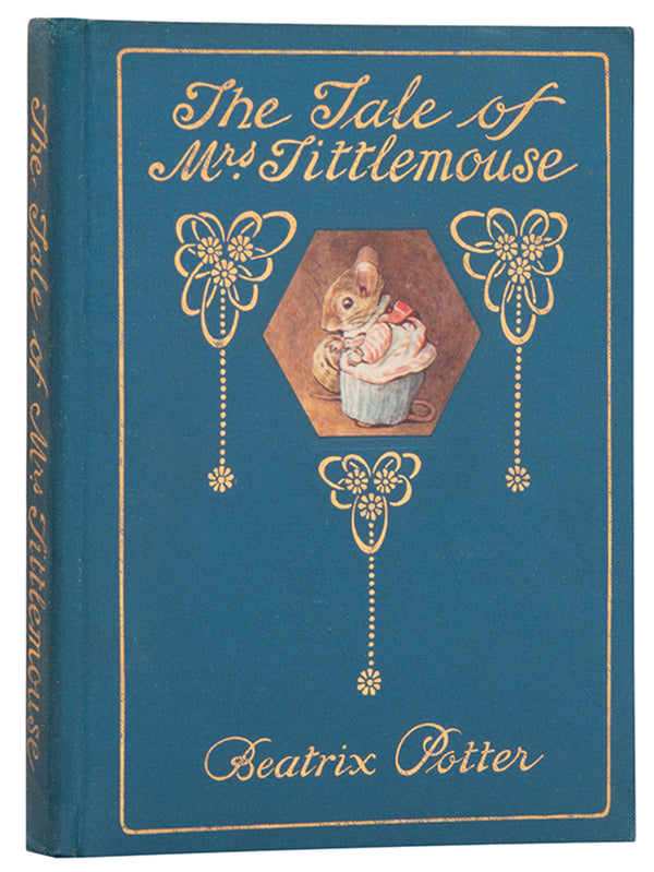 A first deluxe edition of Beatrix Potter's The Tale of Mrs Tittlemouse with 26 colour plates, original moire cloth binding, near fine.