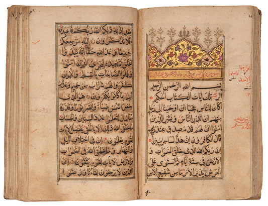 Important Deccani Qur'an copied in a manner reminiscent of Qur'ans produced under Sultanate India from the deccan in 1691.