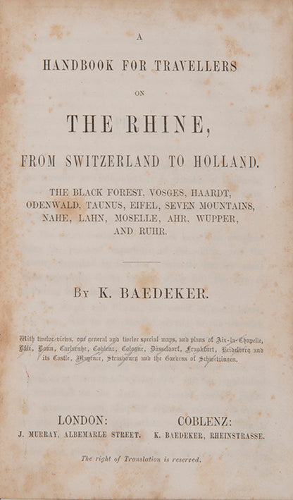 First English edition of the first English Baedeker title to be published.