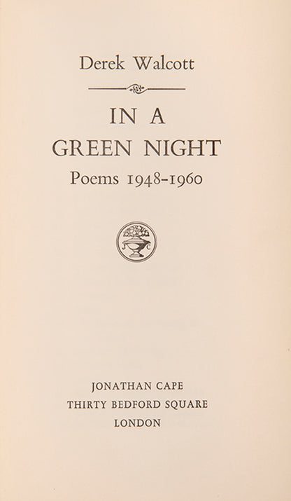 First edition of In a Green Niight by Derek Walcott in the original dustjacket.