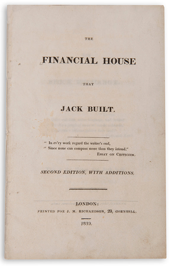 The second edition of this anonymous political satire criticising the Chancellor of the Exchequer Nicholas Vansittart, and attacking the stock market.