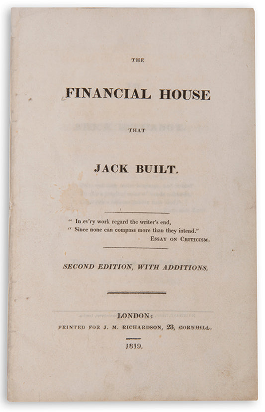 The second edition of this anonymous political satire criticising the Chancellor of the Exchequer Nicholas Vansittart, and attacking the stock market.
