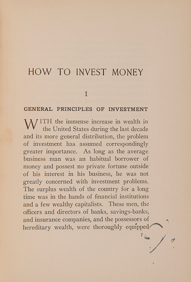 The first edition of this insightful work on securities by investment banker George Garr Henry, with provenance for the American diplomat Truxtun Beale.