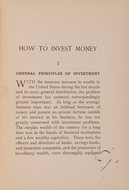 The first edition of this insightful work on securities by investment banker George Garr Henry, with provenance for the American diplomat Truxtun Beale.