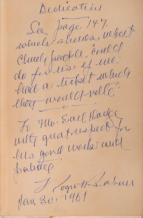 The first edition of Babson's reflection on electoral defeat as Prohibition Party candidate for President of the USA, inscribed by the author to Earl Dodge