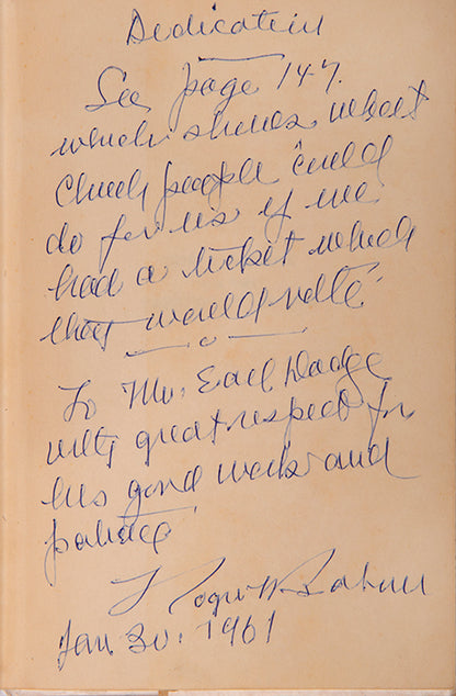 The first edition of Babson's reflection on electoral defeat as Prohibition Party candidate for President of the USA, inscribed by the author to Earl Dodge
