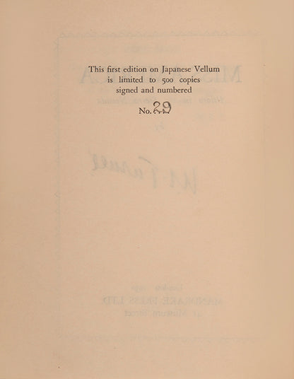 First edition of Miss America by W.J. Turner, limited to 500 copies on Japanese vellum.