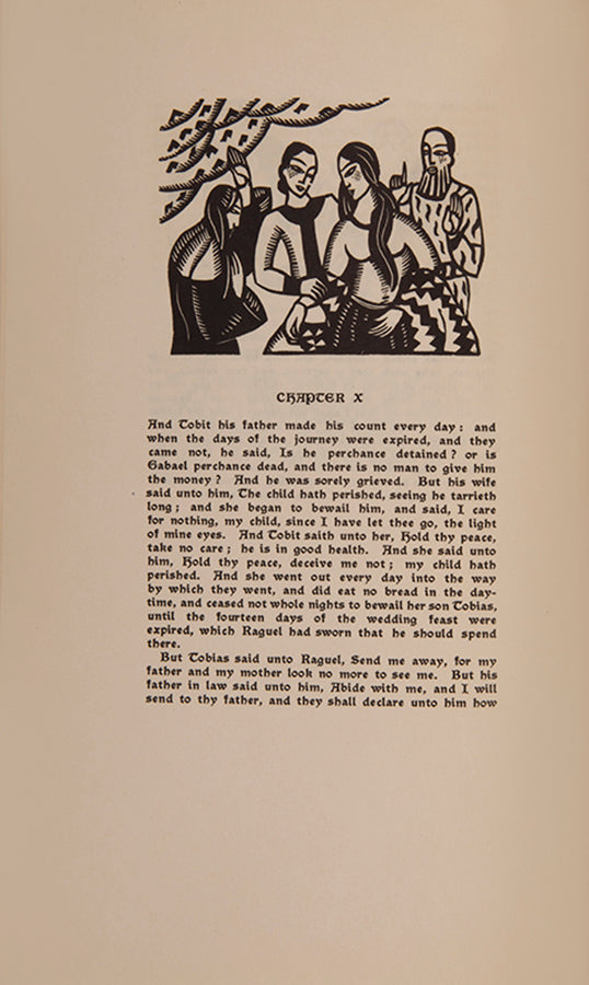 First edition of The Book of Tobit illustrated by Ann Gillmore Carter, published by the Mandrake Press.
