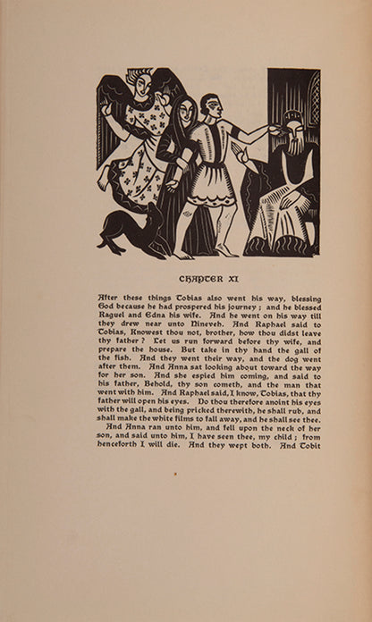 First edition of The Book of Tobit illustrated by Ann Gillmore Carter, published by the Mandrake Press.