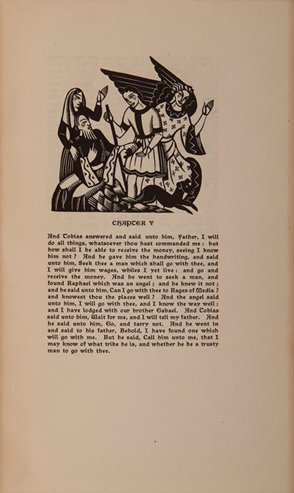 First edition of The Book of Tobit illustrated by Ann Gillmore Carter, published by the Mandrake Press.