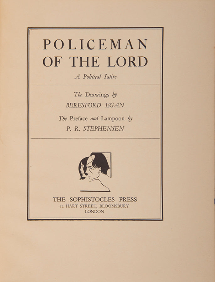 Edition de luxe of Policeman of the Lord by P.R. Stephensen and Beresford Egan, number 395 of 500 copies.