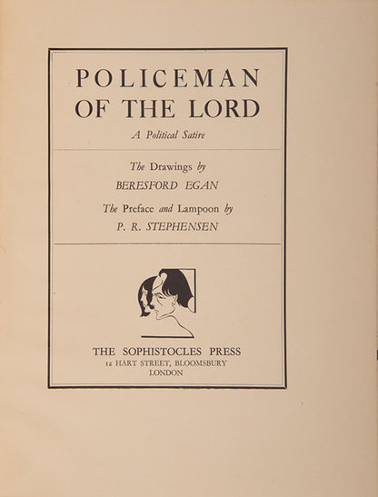Edition de luxe of Policeman of the Lord by P.R. Stephensen and Beresford Egan, number 395 of 500 copies.