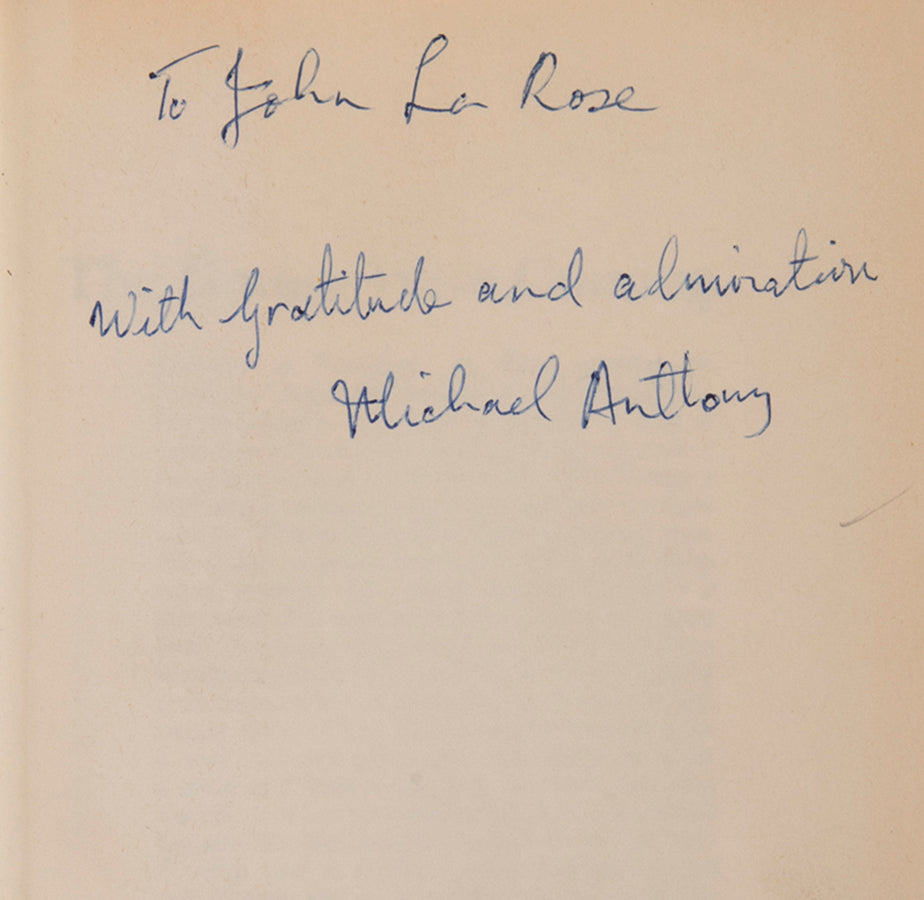First edition of The Games Were Coming by Michael Anthony, inscribed by the author to John La Rose.