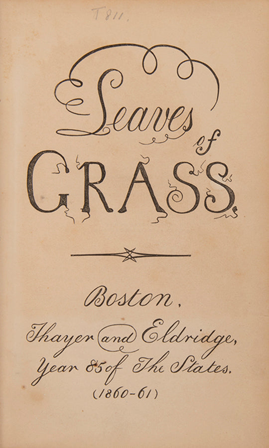 The scarce first trade edition, third edition, first issue overall, of Walt Whitman's seminal collection of poems, Leaves of Grass.