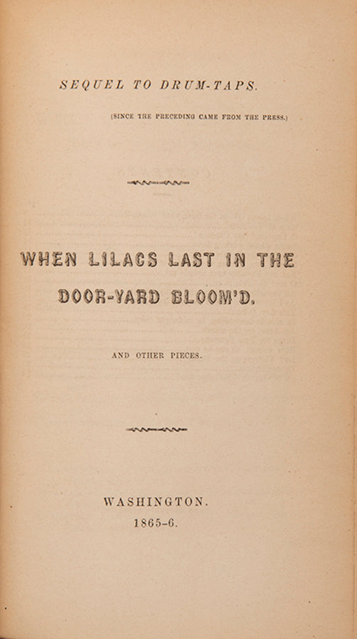 The fourth edition, first issue of Walt Whitman's seminal collection of poems on the philosophy of life, Leaves of Grass.