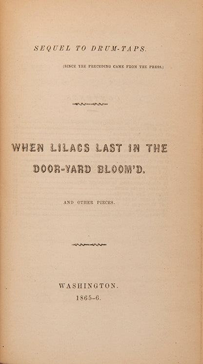 The fourth edition, first issue of Walt Whitman's seminal collection of poems on the philosophy of life, Leaves of Grass.
