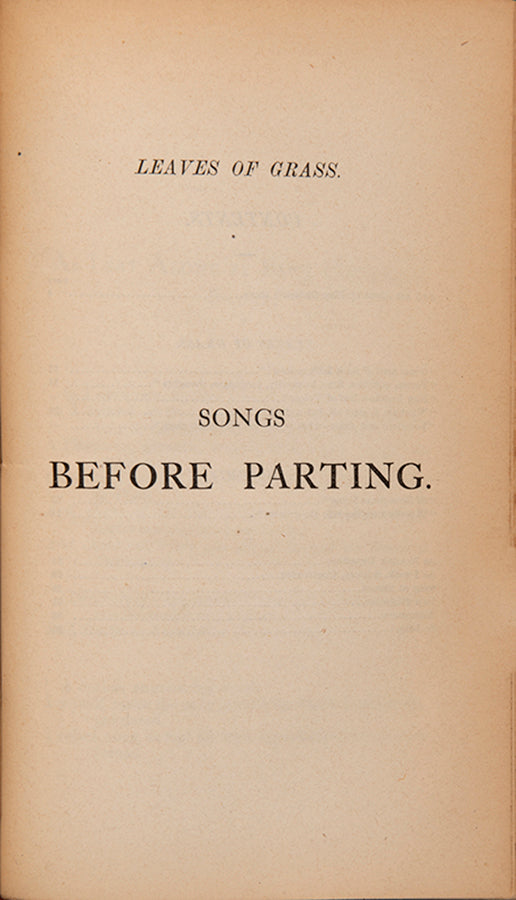 The fourth edition, first issue of Walt Whitman's seminal collection of poems on the philosophy of life, Leaves of Grass.