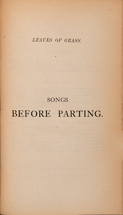 The fourth edition, first issue of Walt Whitman's seminal collection of poems on the philosophy of life, Leaves of Grass.