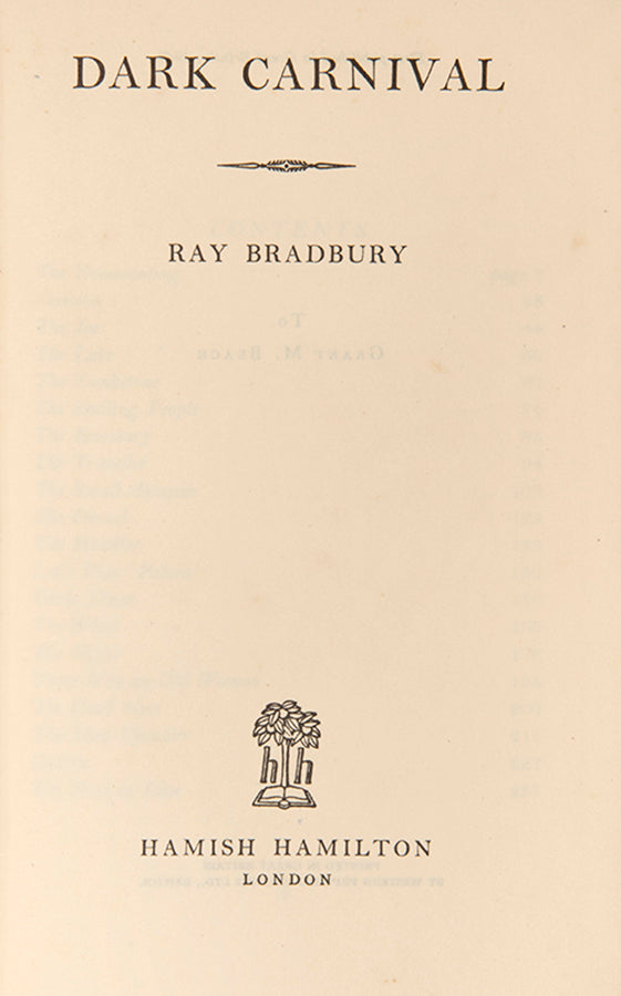 A great first UK edition of one of Bradbury's best-known collections of science fiction and fantasy stories. A near fine example.