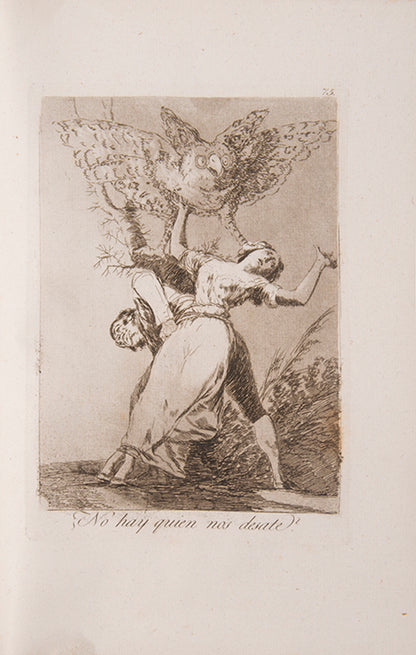 The complete set of eighty etchings with burnished aquatint, drypoint and engraving that make up Los Caprichos by Goya.