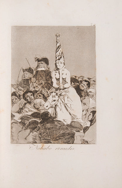 The complete set of eighty etchings with burnished aquatint, drypoint and engraving that make up Los Caprichos by Goya.