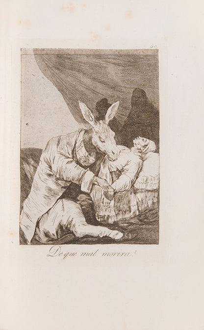 The complete set of eighty etchings with burnished aquatint, drypoint and engraving that make up Los Caprichos by Goya.