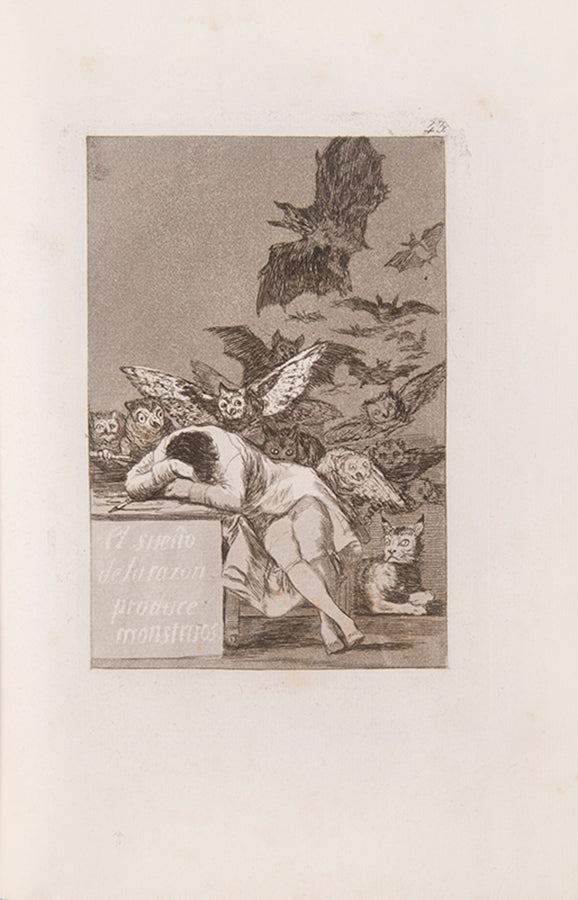 The complete set of eighty etchings with burnished aquatint, drypoint and engraving that make up Los Caprichos by Goya.