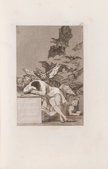The complete set of eighty etchings with burnished aquatint, drypoint and engraving that make up Los Caprichos by Goya.