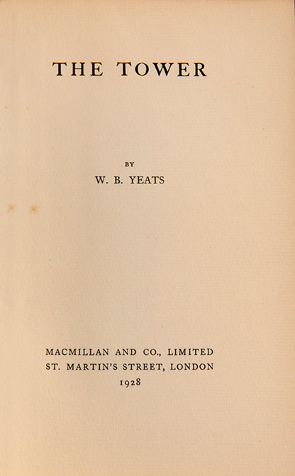 First edition of The Tower by W.B. Yeats, with the rare dustjacket.