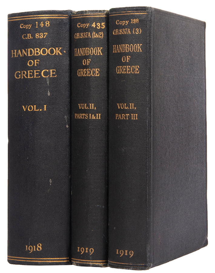 These volumes on Greece and its islands formed part of a series of confidential handbooks, published by the Naval Intelligence Division